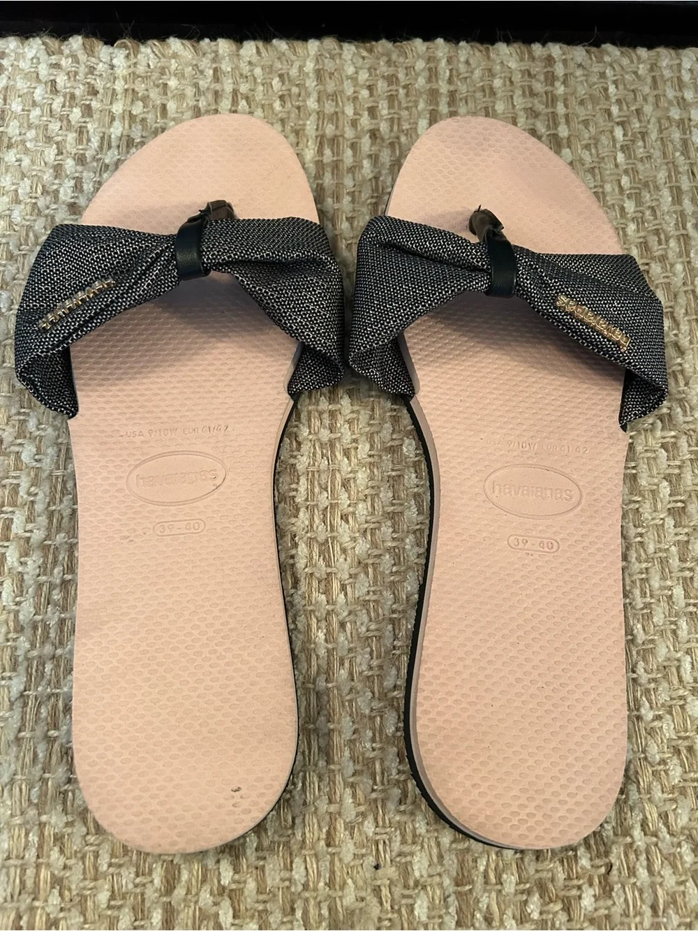 Havaianas Women's Pink Sole You St. Tropez Shine Flip Flop Sandal Shoes Sz 9-10